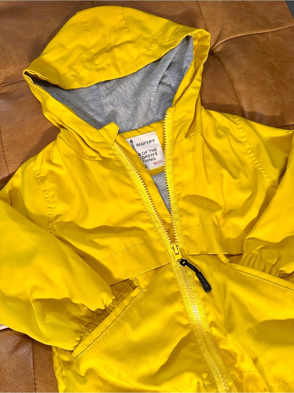 Wappy Bright Yellow Hooded Kids Raincoat